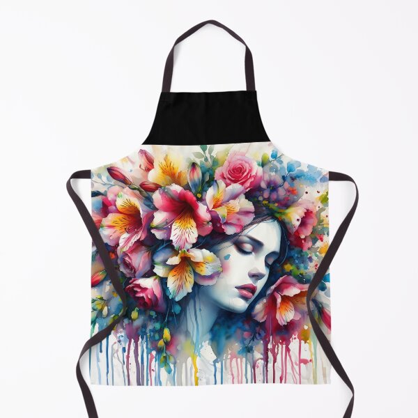 Item preview, Fresia-Haired Floral Woman in Splashy Aquarelle Style designed and sold by EmeraldeaArt.