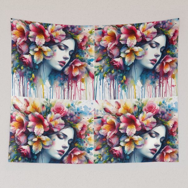 Item preview, Fresia-Haired Floral Woman in Splashy Aquarelle Style designed and sold by EmeraldeaArt.