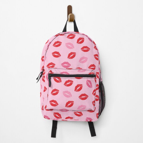 Item preview, Red and Pink Lipstick Kisses on Pink designed and sold by quickkdesign.