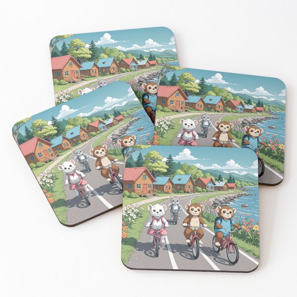 Item preview, Cute, Smiling Animals on Bicycles designed and sold by Pim-Crystal.