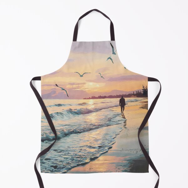 Item preview, Sunset Beach Walk Art Print - Serene Ocean Scene with Seagulls for Coastal Home Decor designed and sold by pnidesign.