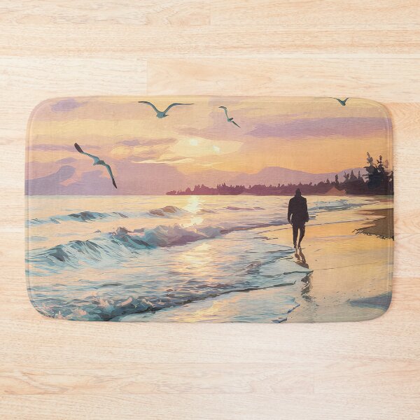 Item preview, Sunset Beach Walk Art Print - Serene Ocean Scene with Seagulls for Coastal Home Decor designed and sold by pnidesign.