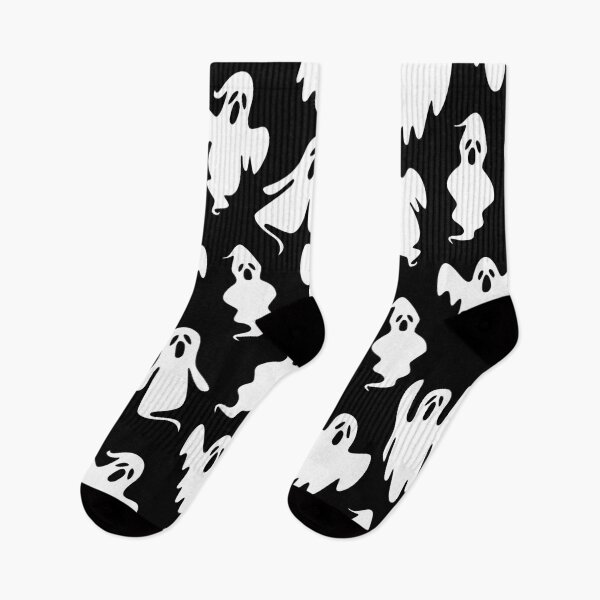 Item preview, Spooky White Ghosts on Black Pattern designed and sold by quickkdesign.