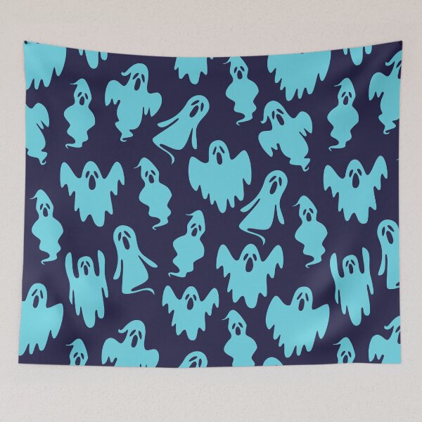 Item preview, Light Blue Ghosts on Navy Pattern designed and sold by quickkdesign.
