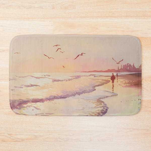 Item preview, Sunset Beach Walk Art Print - Serene Ocean Scene with Seagulls for Coastal Home Decor designed and sold by pnidesign.