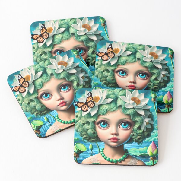Item preview, Green-Haired Girl with Butterfly – Soul of the Lake designed and sold by EmeraldeaArt.