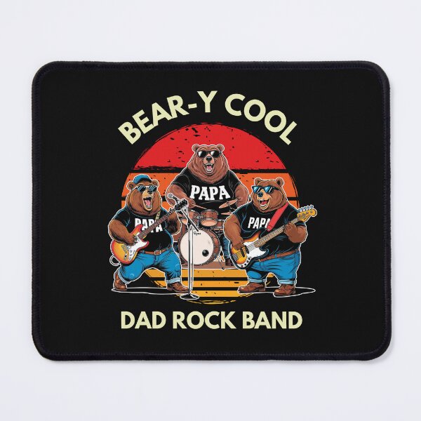 Item preview, Bear-Y Cool Dad Rock Band – Funny Papa Bear Vintage Rock Tee designed and sold by idy-zone.