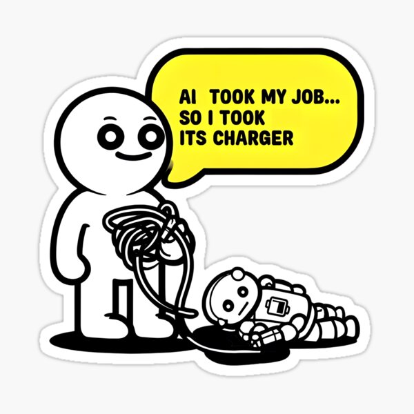 Item preview, AI Took My Job So I Took Its Charger – Funny Anti-AI Job Threat Shirt for Programmers, Tech Workers, and Digital Rebels designed and sold by FitzyFits.