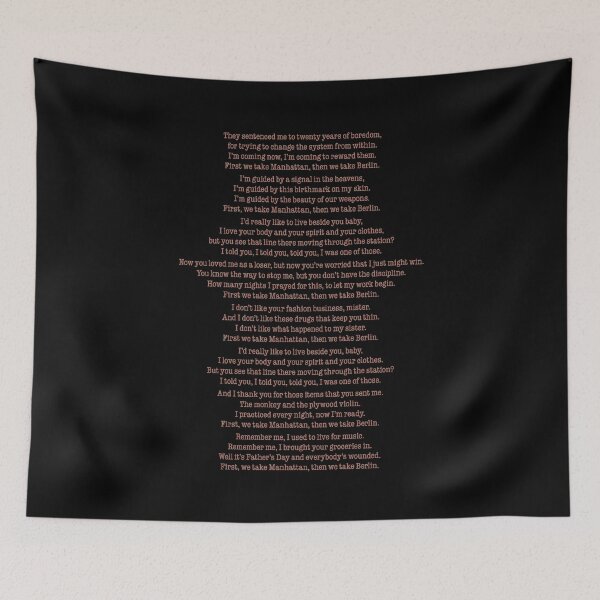 Item preview, First We Take Manhattan - Leonard Cohen (lyrics) v.3 designed and sold by x1brett.