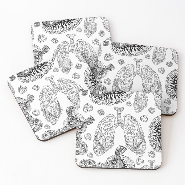 Item preview, Black and White Lung Illustration with Medical and Floral Doodles designed and sold by Anastasiia Yurevych.