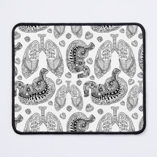 Item preview, Black and White Lung Illustration with Medical and Floral Doodles designed and sold by Anastasiia Yurevych.