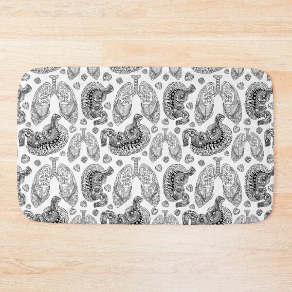 Item preview, Black and White Lung Illustration with Medical and Floral Doodles designed and sold by Anastasiia Yurevych.