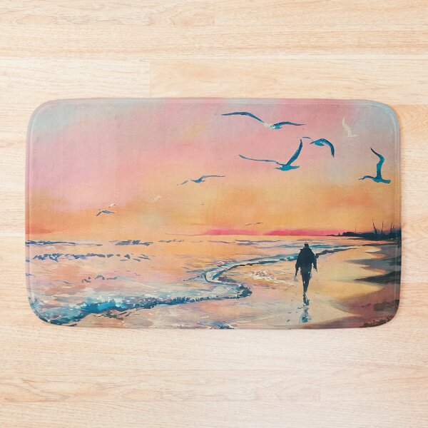Item preview, Sunset Beach Walk Art Print - Serene Ocean Scene with Seagulls for Coastal Home Decor designed and sold by pnidesign.