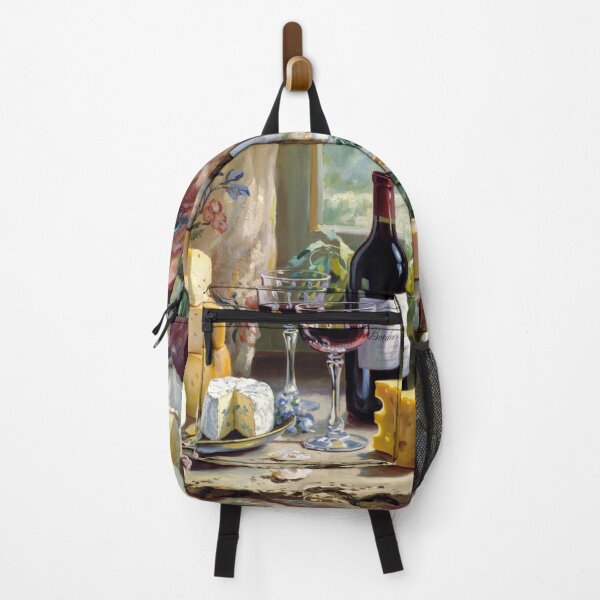 Item preview, French Impressionist Still Life | Chateau Wine and Cheese Table with Florals designed and sold by CARRAANN.