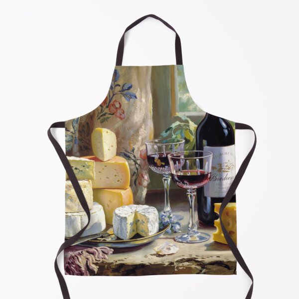 Item preview, French Impressionist Still Life | Chateau Wine and Cheese Table with Florals designed and sold by CARRAANN.