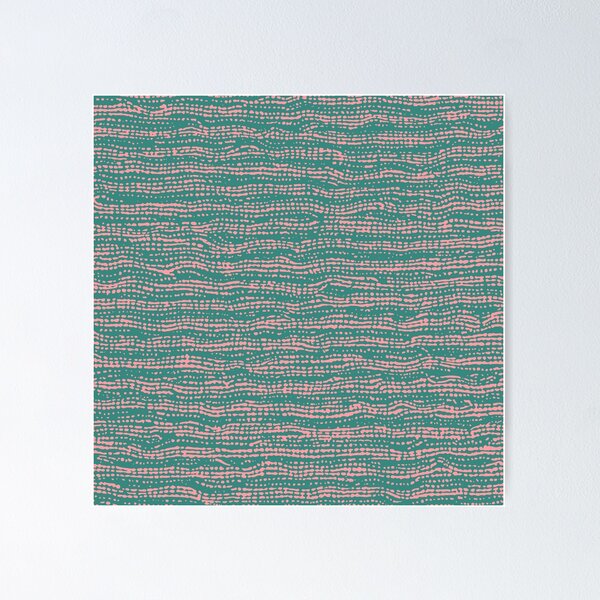 Mud Cloth Stitch Stripes Turquoise & Pink Poster