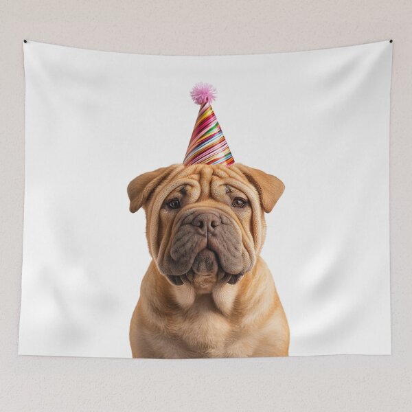 Item preview, Cute Chinese Shar-Pei dog with Party Hat Birthday Celebration designed and sold by LazyOwlStore.