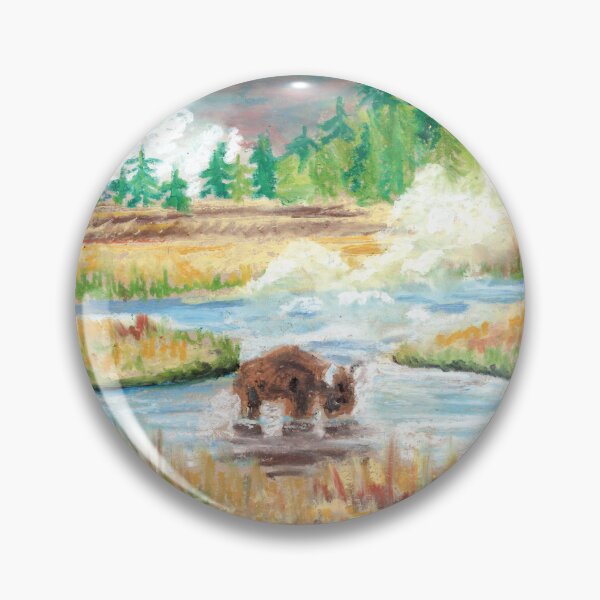 Aperçu de l'œuvre Affiche pastel à l'huile du parc national de Yellowstone créée et vendue par SomeChicksArt.