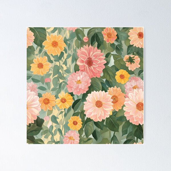 Item preview, Pink Dahlia garden designed and sold by P&U Fabric.