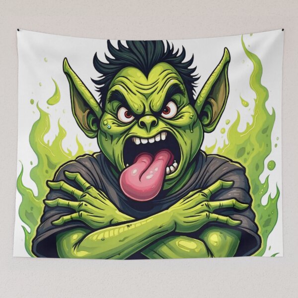 Item preview, I Feel Icky! – Cartoon Goblin Mood Art designed and sold by Pulse Creativity Designs.