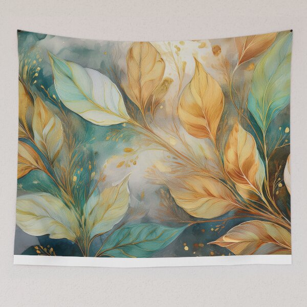 Item preview, EARTHY Neutral VINTAGE leaves, boho beige wildflower watercolour garden, neutral beige and green alcohol ink effect, green leafy floral spring painting designed and sold by navitalidesign.