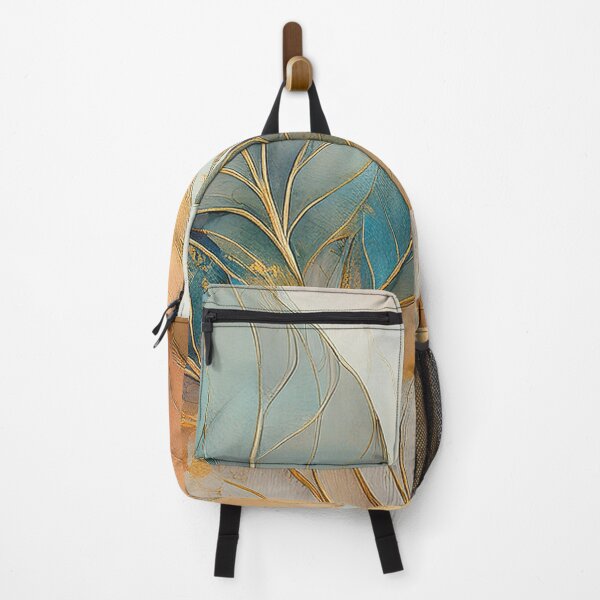 Item preview, EARTHY Neutral VINTAGE leaves 2, boho beige wildflower watercolour garden, neutral beige and green alcohol ink effect, green, blue, teal leafy floral spring painting designed and sold by navitalidesign.