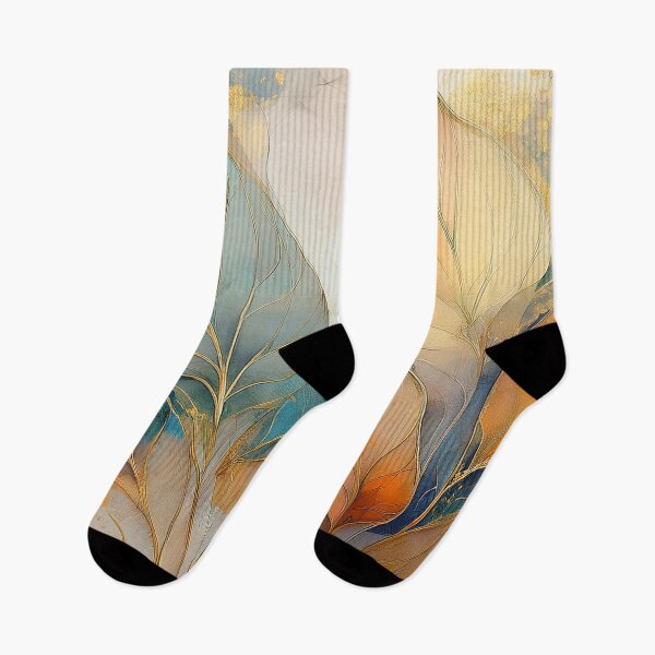 Item preview, EARTHY Neutral VINTAGE leaves 2, boho beige wildflower watercolour garden, neutral beige and green alcohol ink effect, green, blue, teal leafy floral spring painting designed and sold by navitalidesign.