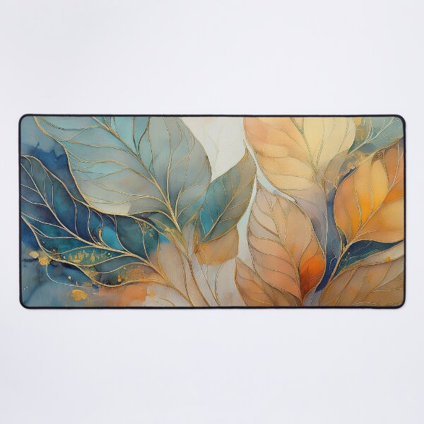 Item preview, EARTHY Neutral VINTAGE leaves 2, boho beige wildflower watercolour garden, neutral beige and green alcohol ink effect, green, blue, teal leafy floral spring painting designed and sold by navitalidesign.