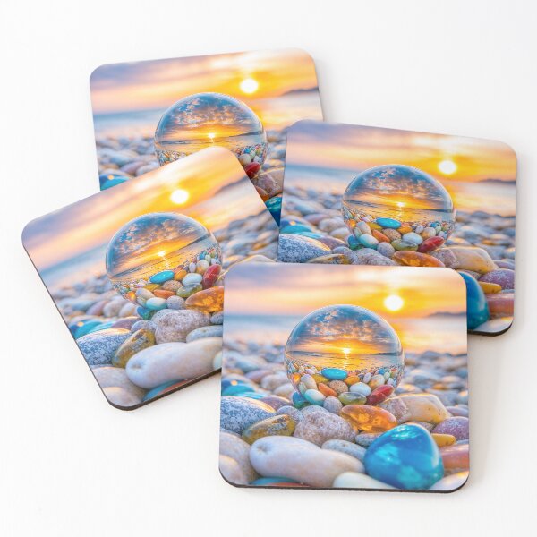 Item preview, Reflections of Light-Glass Sphere at Sunset on Pebble Beach designed and sold by AngelottiCR.