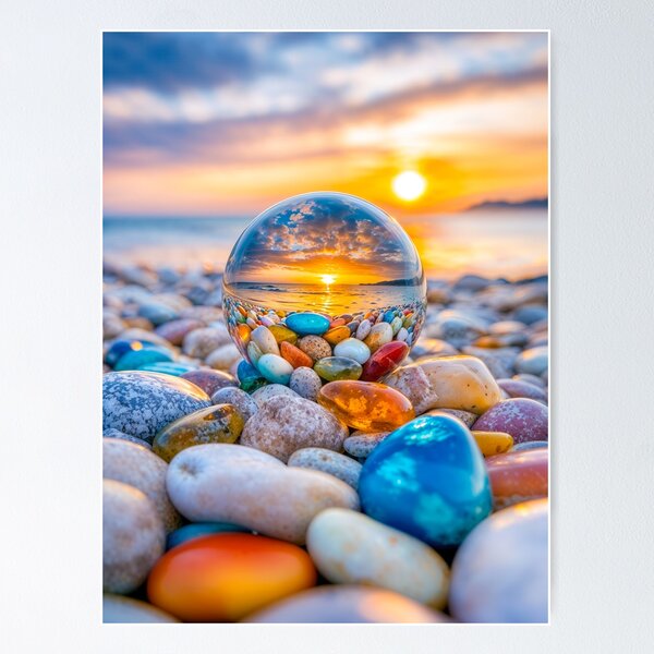 Artikelvorschau, Reflexionen der Licht-Glaskugel bei Sonnenuntergang am Pebble Beach entworfen und verkauft von AngelottiCR.