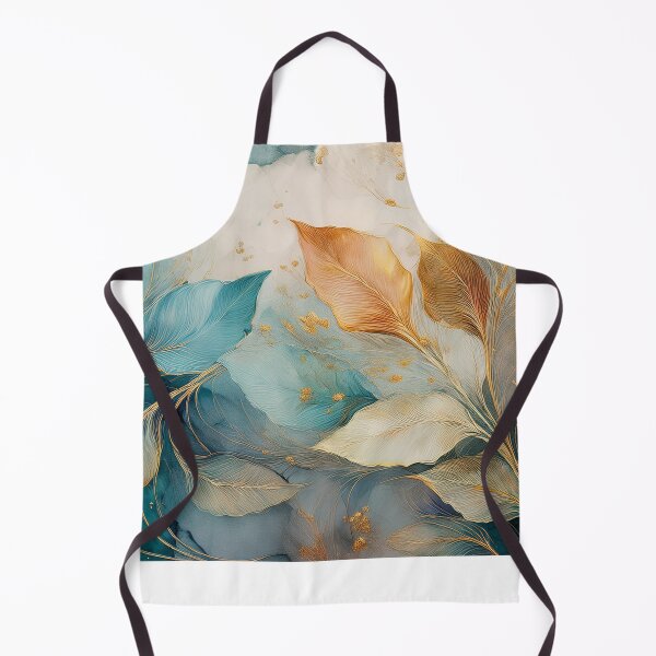 Item preview, EARTHY Neutral VINTAGE leaves 3, boho beige wildflower watercolour garden, neutral beige and green alcohol ink effect, green, blue, teal leafy floral spring painting designed and sold by navitalidesign.