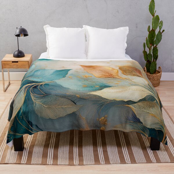 Item preview, EARTHY Neutral VINTAGE leaves 3, boho beige wildflower watercolour garden, neutral beige and green alcohol ink effect, green, blue, teal leafy floral spring painting designed and sold by navitalidesign.