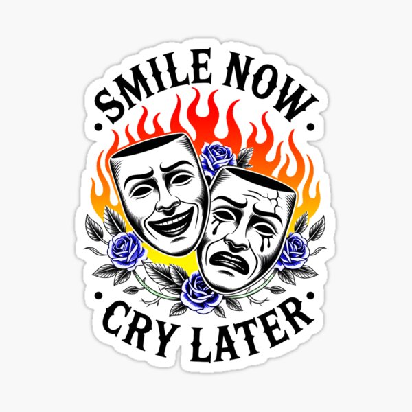 Item preview, "Smile Now, Cry Later" – Bold Vintage Tattoo Style Design designed and sold by YounexxART.