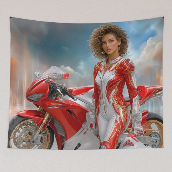 Item preview, Very beautiful woman with her motorcycle designed and sold by Cris888.