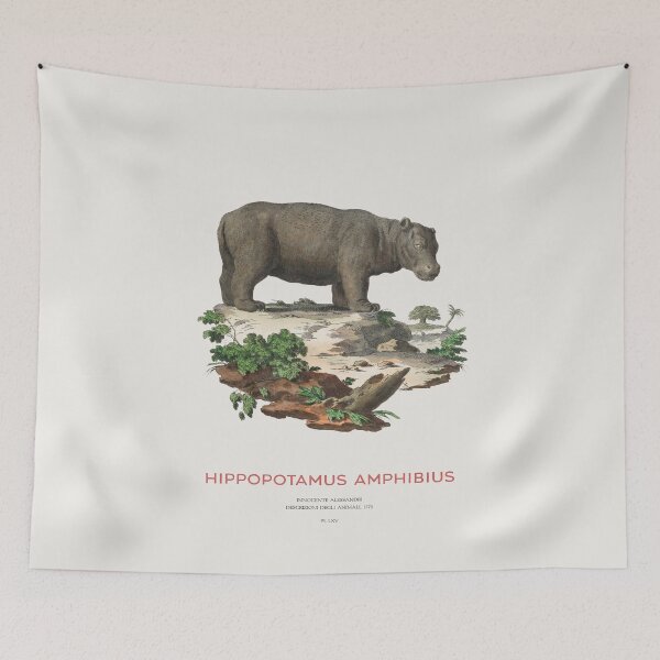Item preview, Hippopotamus Minimalist Engraving designed and sold by Vintagrafica.