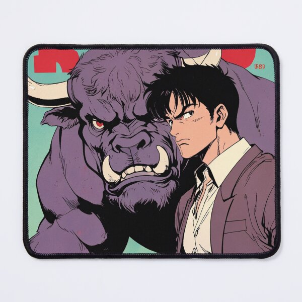 Item preview, Angry bull violet with Japanese man anime style designed and sold by MerlinWear.