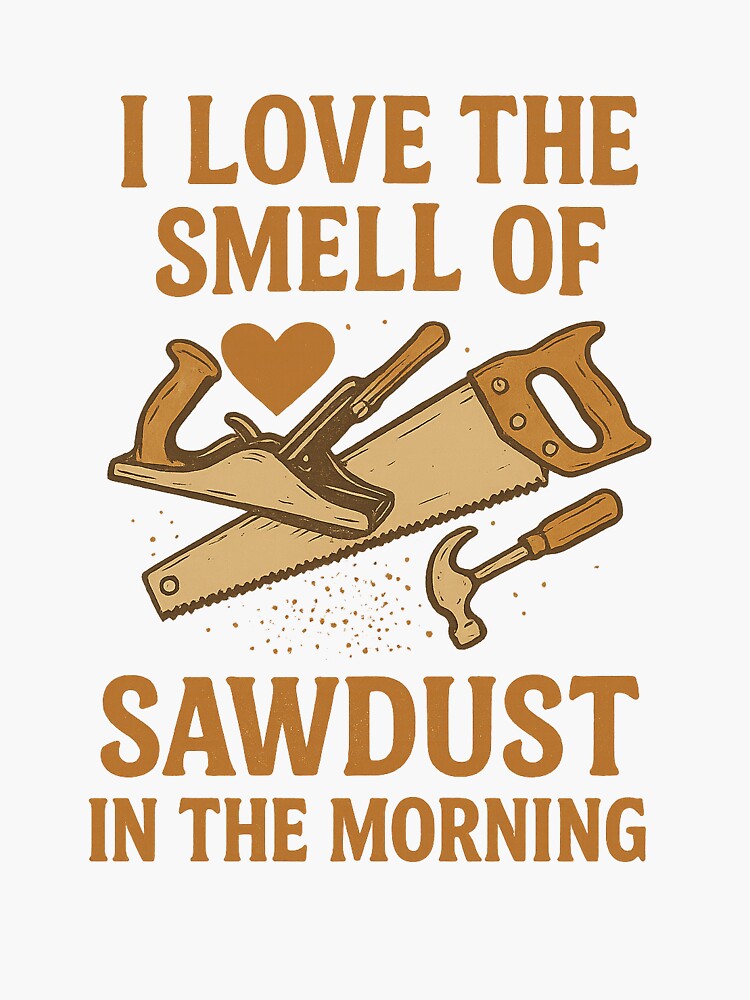 Thumbnail 3 of 3, Sticker, I Love the Smell of Sawdust in the Morning designed and sold by ThomasMoxon.