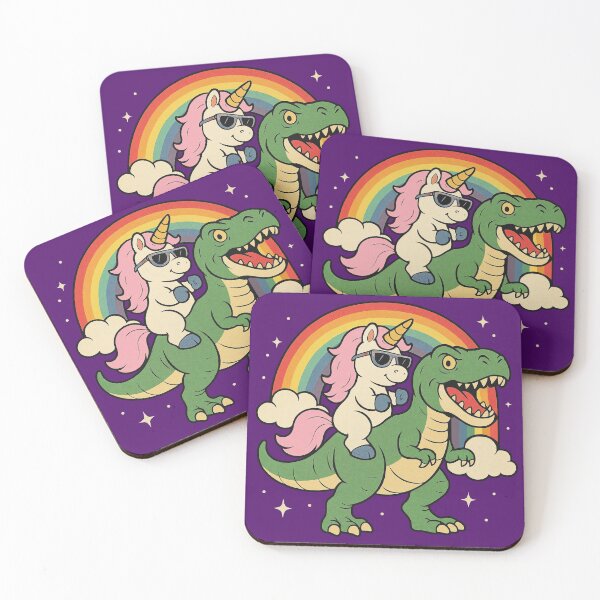 Item preview, Cool Unicorn Riding a T-Rex – Funny Rainbow Dinosaur Fantasy Mashup Design designed and sold by Victor Shadehorn.