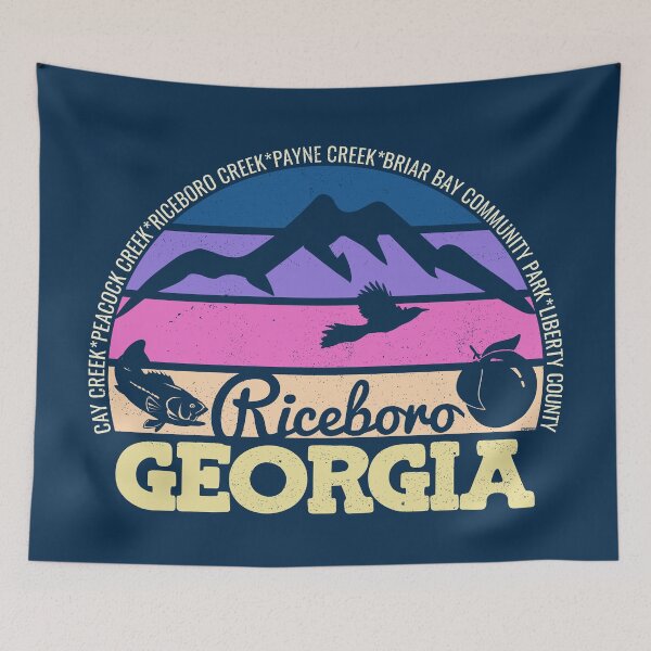 Item preview, Riceboro Georgia Sunset Retro Vintage Local Pride Logo designed and sold by CRHPOD20.