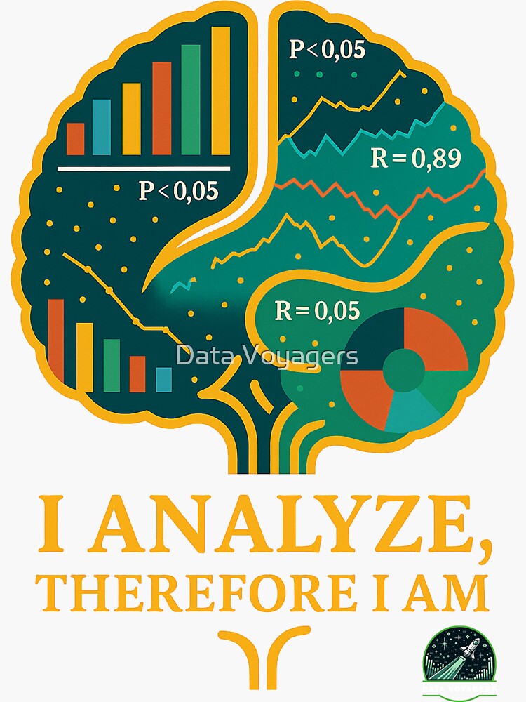 Thumbnail 3 of 3, Sticker, I Analyze, therefore I am designed and sold by DataVoyagers.