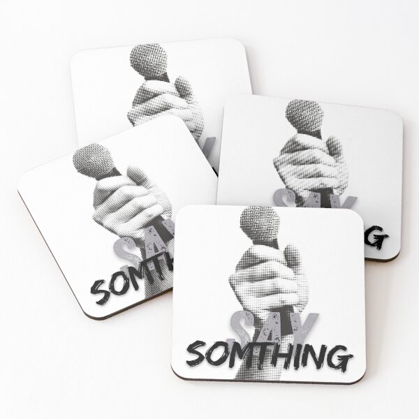 Item preview, Vintage Mic Halftone Collage - 'Say Somthing' Retro Music Art designed and sold by colorsofpixel.