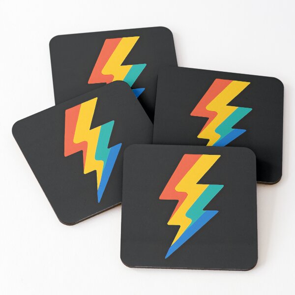 Item preview, Colorful Lightning Bolt Symbol on Black Background designed and sold by Amr Siam.