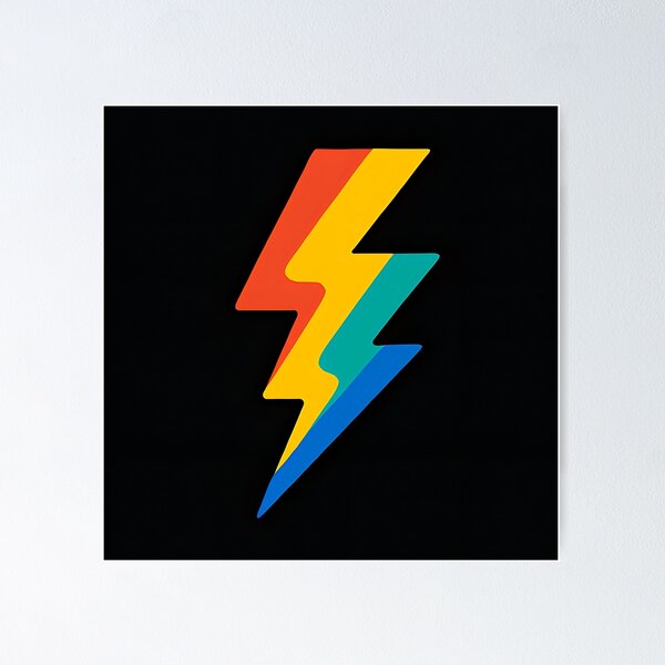 Item preview, Colorful Lightning Bolt Symbol on Black Background designed and sold by Amr Siam.