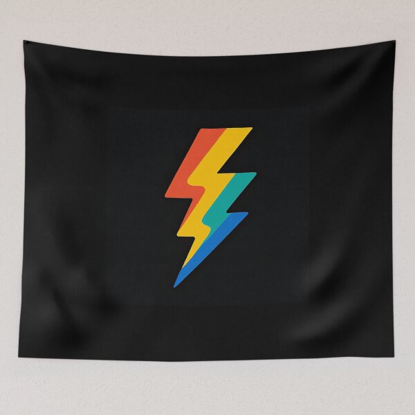 Item preview, Colorful Lightning Bolt Symbol on Black Background designed and sold by Amr Siam.