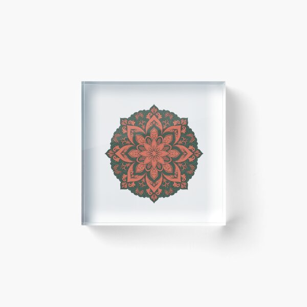 Artikelvorschau, Blumenmandala in Terrakotta und Dunkelgrün entworfen und verkauft von TrendNest Designs USA.