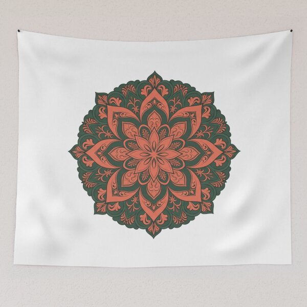 Item preview, Floral Mandala in Terracotta and Dark Green designed and sold by JonnTerr.