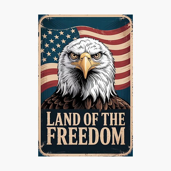 Item preview, 4TH JULY LAND OF THE FREEDOM - EAGLE PATRIOTIC AMERICAN GRAPHIC  designed and sold by KrissGraphShop.