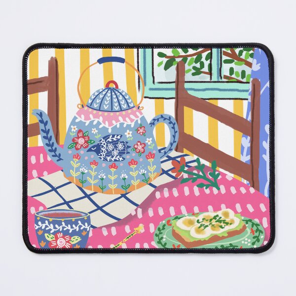 Item preview, Scandinavian folk art print, coffee Fika poster, smorrebrod food illustration, Swedish dala horse, Maximalist wall art, hygge poster kitchen designed and sold by Natasha May Design.