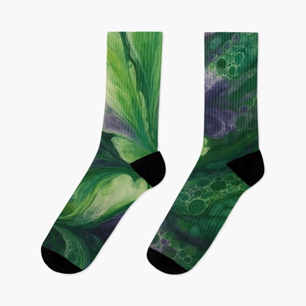 Item preview, Verdant Bloom: Abstract Flow in Green & Violet designed and sold by AbstractAnom.