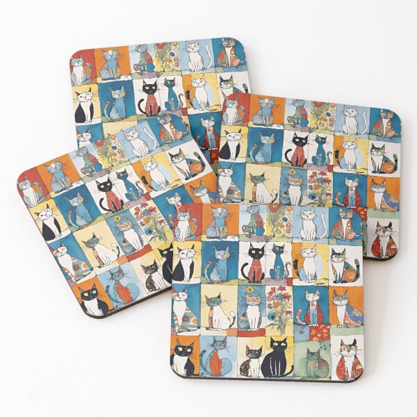 Item preview, Funky Floral Abstract Sitting Cats Patchwork designed and sold by CarrollGene.